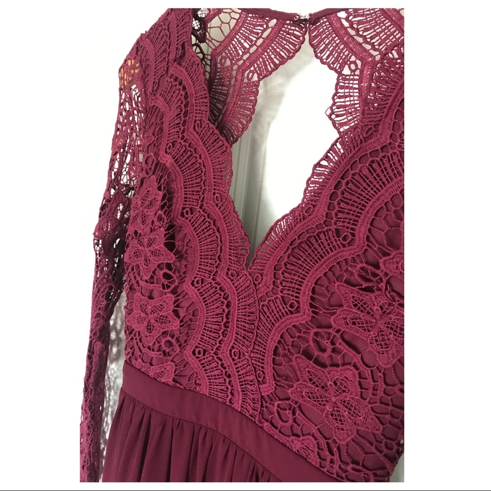 Lulus Burgundy Lace Maxi Dress